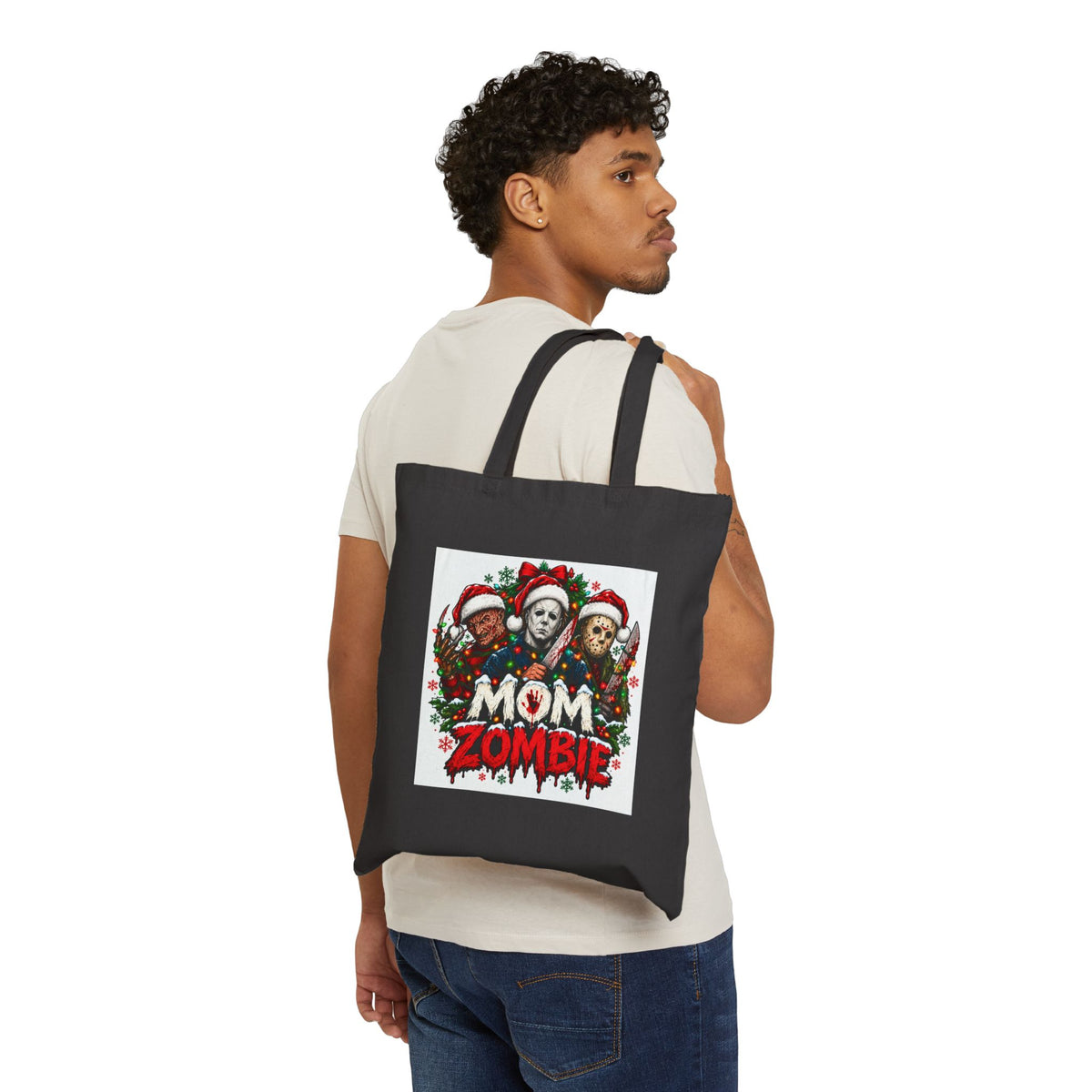 Mom Zombie Halloween Cotton Canvas Tote Bag