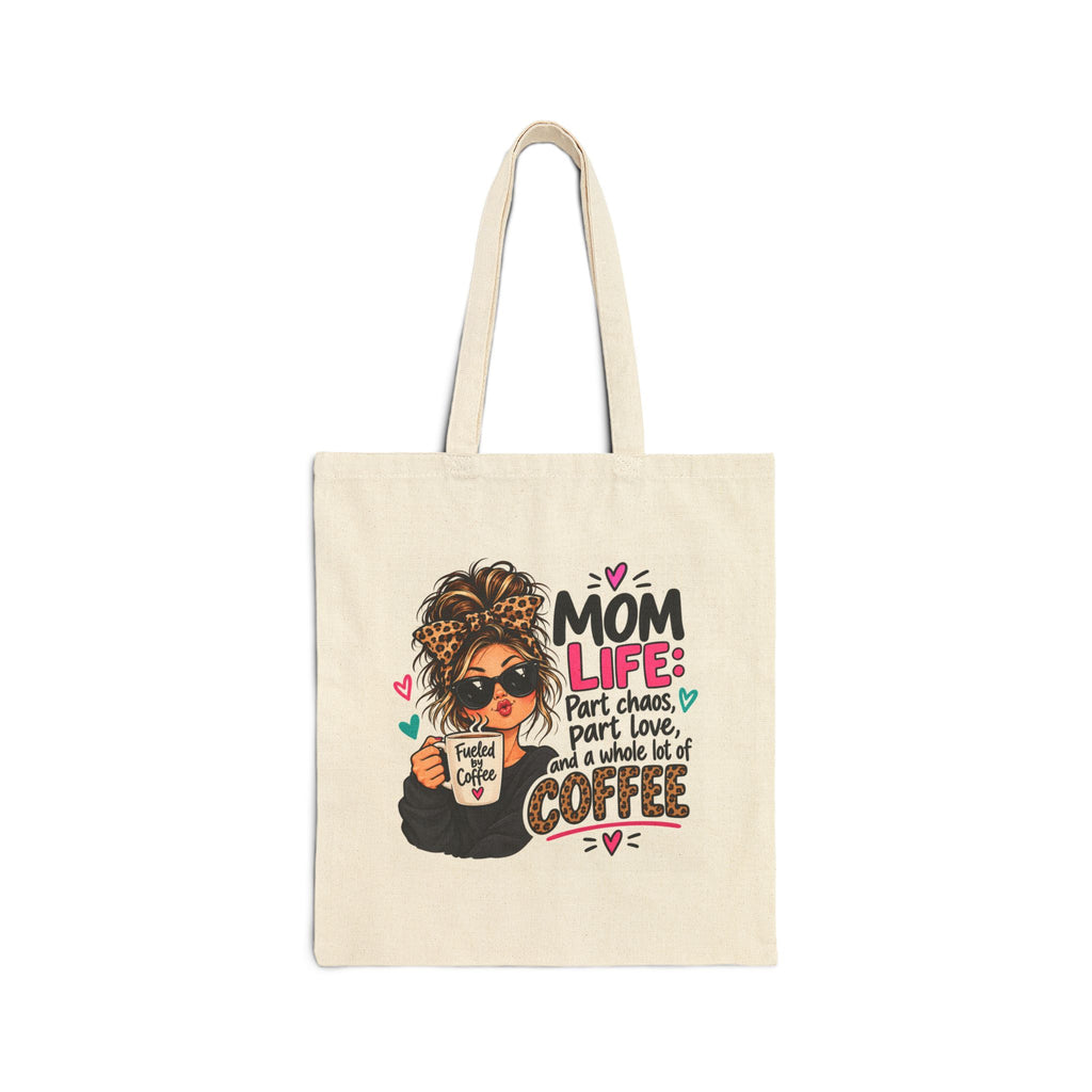 Mom Life Coffee Quote Cotton Canvas Tote Bag