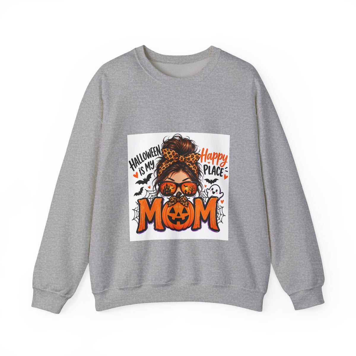 Halloween Mom Crewneck Sweatshirt — "Halloween Is My Happy Place" Graphic
