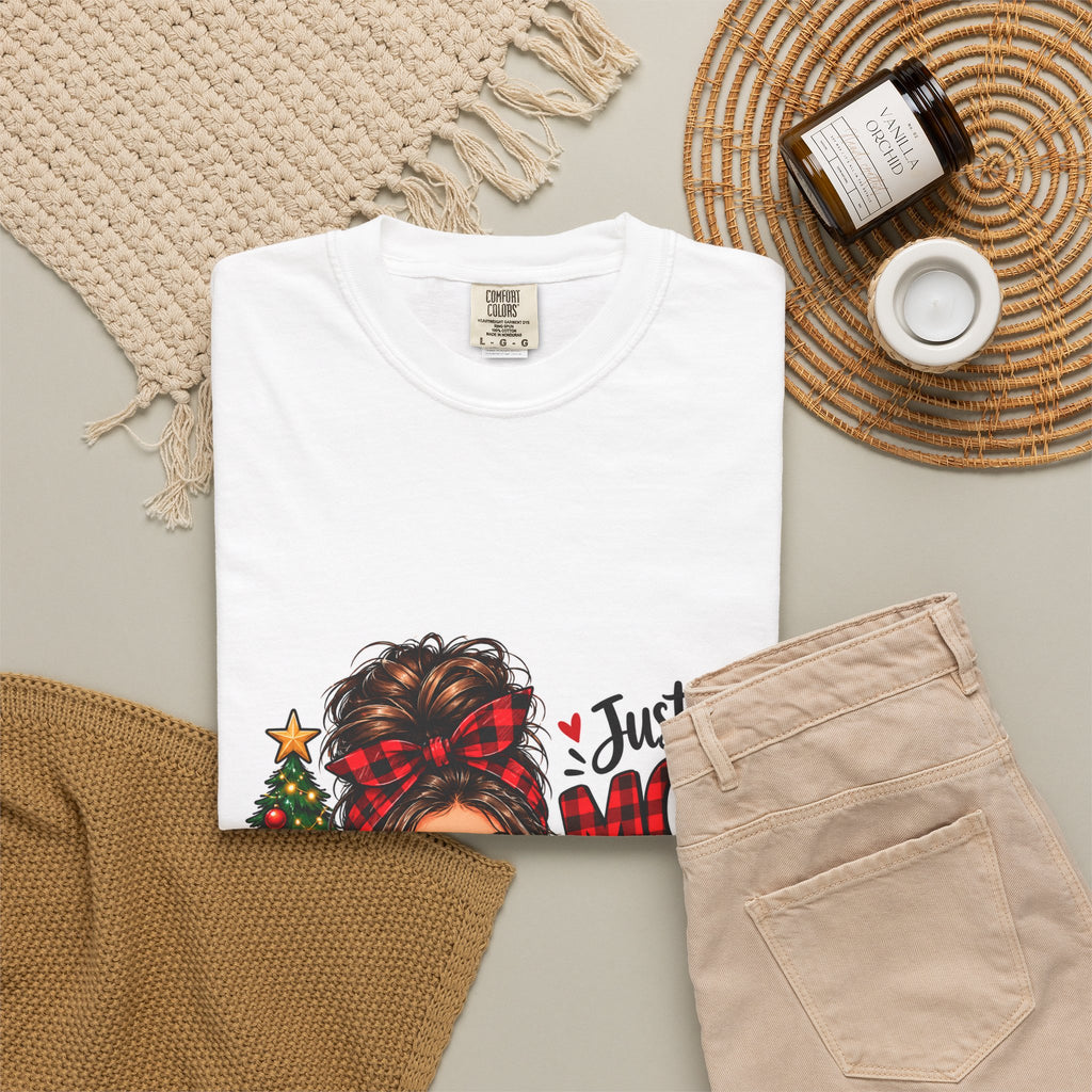 Christmas Mom T-Shirt — "Just a Mom Who Loves Christmas" Holiday Tee