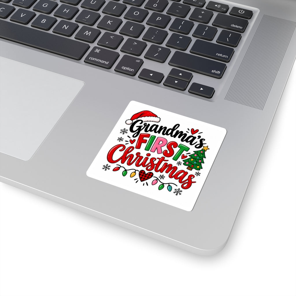 Grandma's First Christmas Kiss-Cut Sticker — Festive Holiday Decal