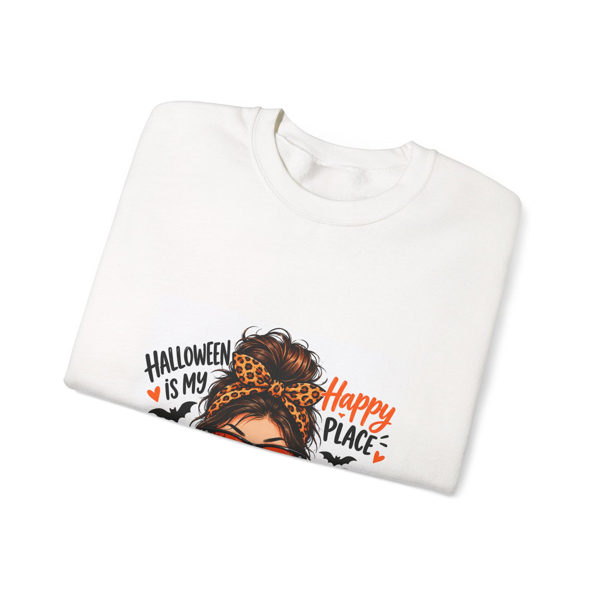 Halloween Mom Crewneck Sweatshirt — "Halloween Is My Happy Place" Graphic