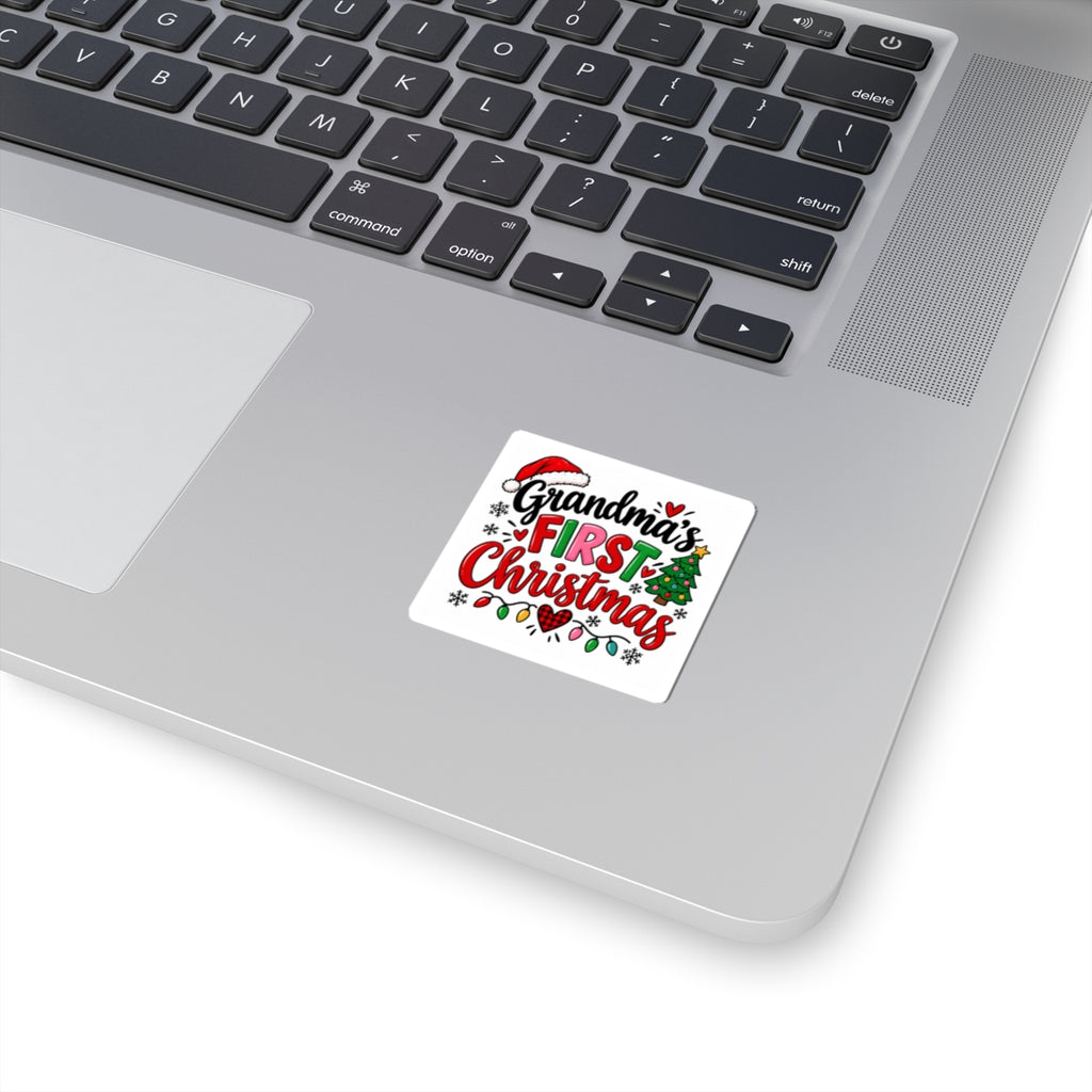 Grandma's First Christmas Kiss-Cut Sticker — Festive Holiday Decal