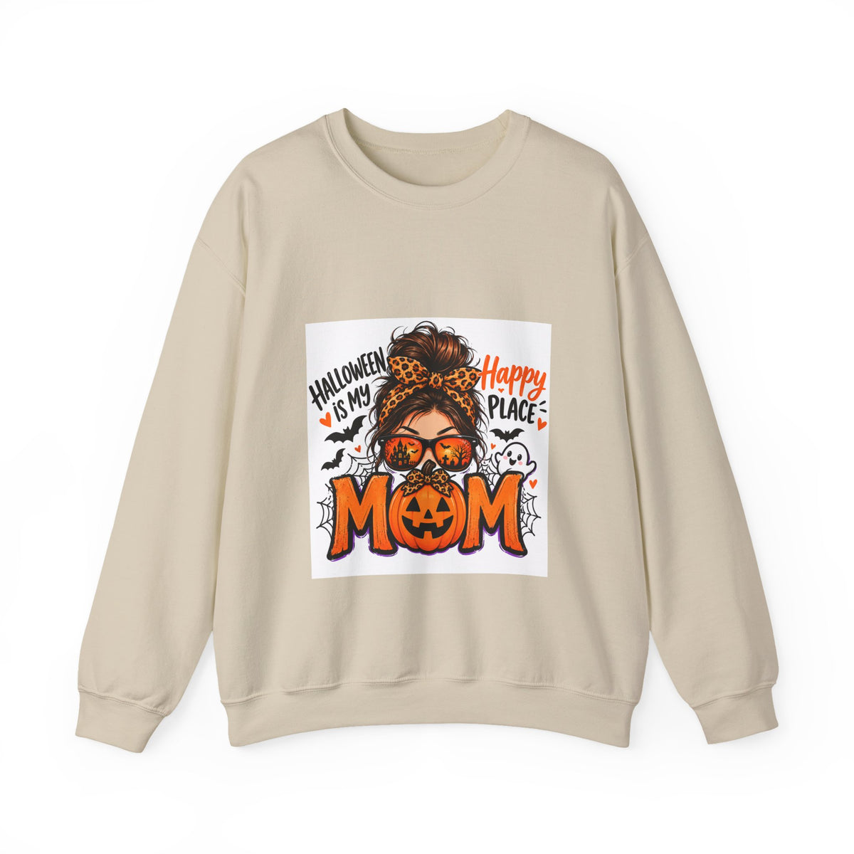 Halloween Mom Crewneck Sweatshirt — "Halloween Is My Happy Place" Graphic