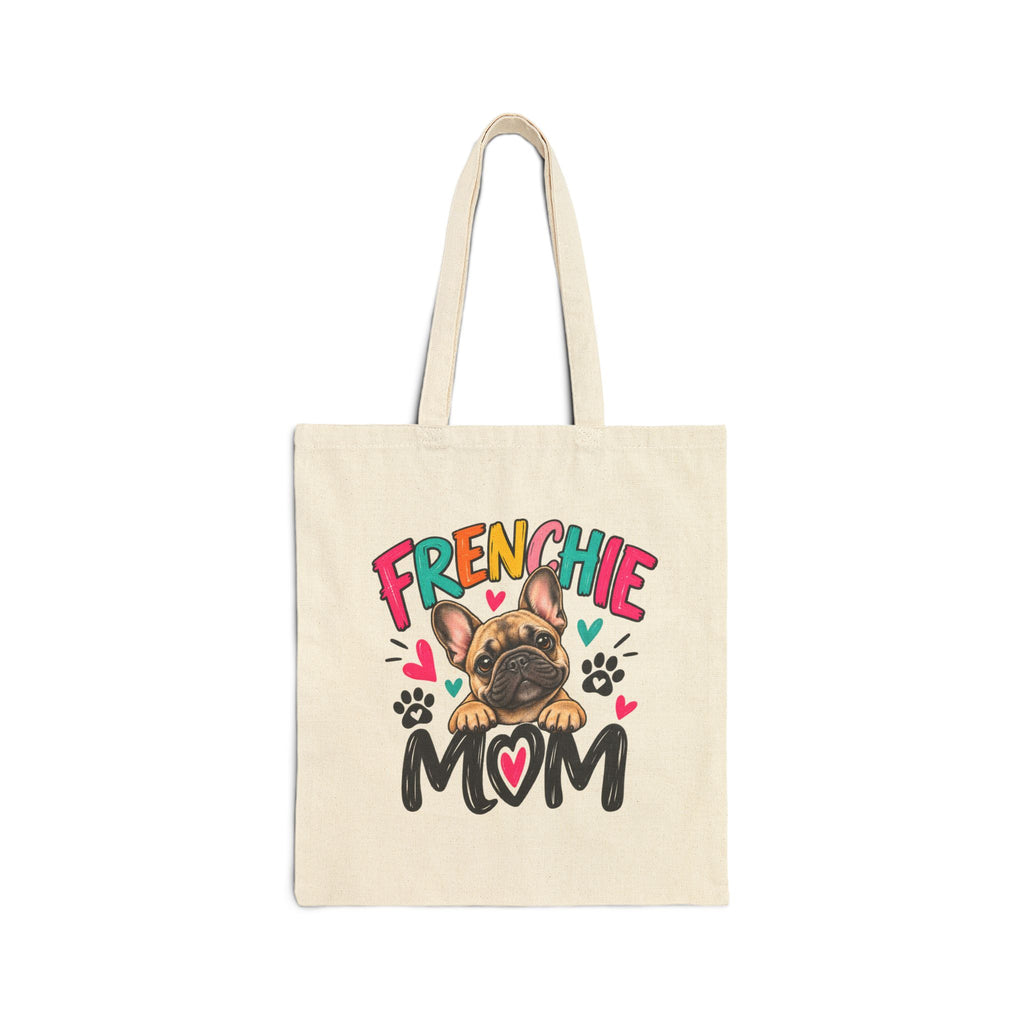Frenchie Mom Tote Bag - Cute French Bulldog Canvas Grocery & Gift Tote