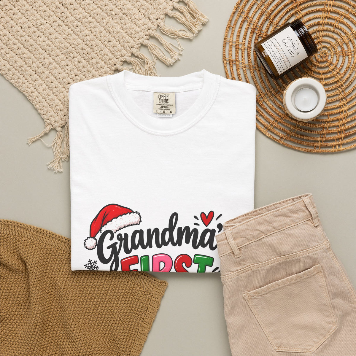 Grandma's First Christmas T-Shirt — Festive Holiday Tee for New Grandmothers