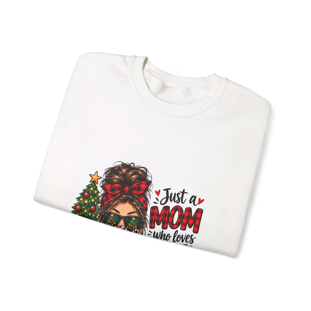 Christmas Mom Sweatshirt - "Just a Mom Who Loves Christmas" Cozy Holiday Crewneck