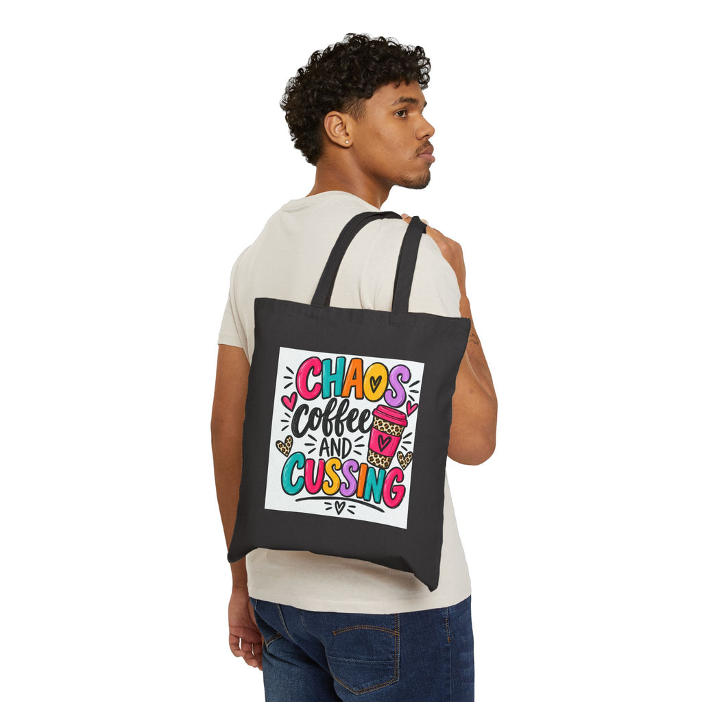 Chaos Coffee and Cussing Canvas Tote Bag