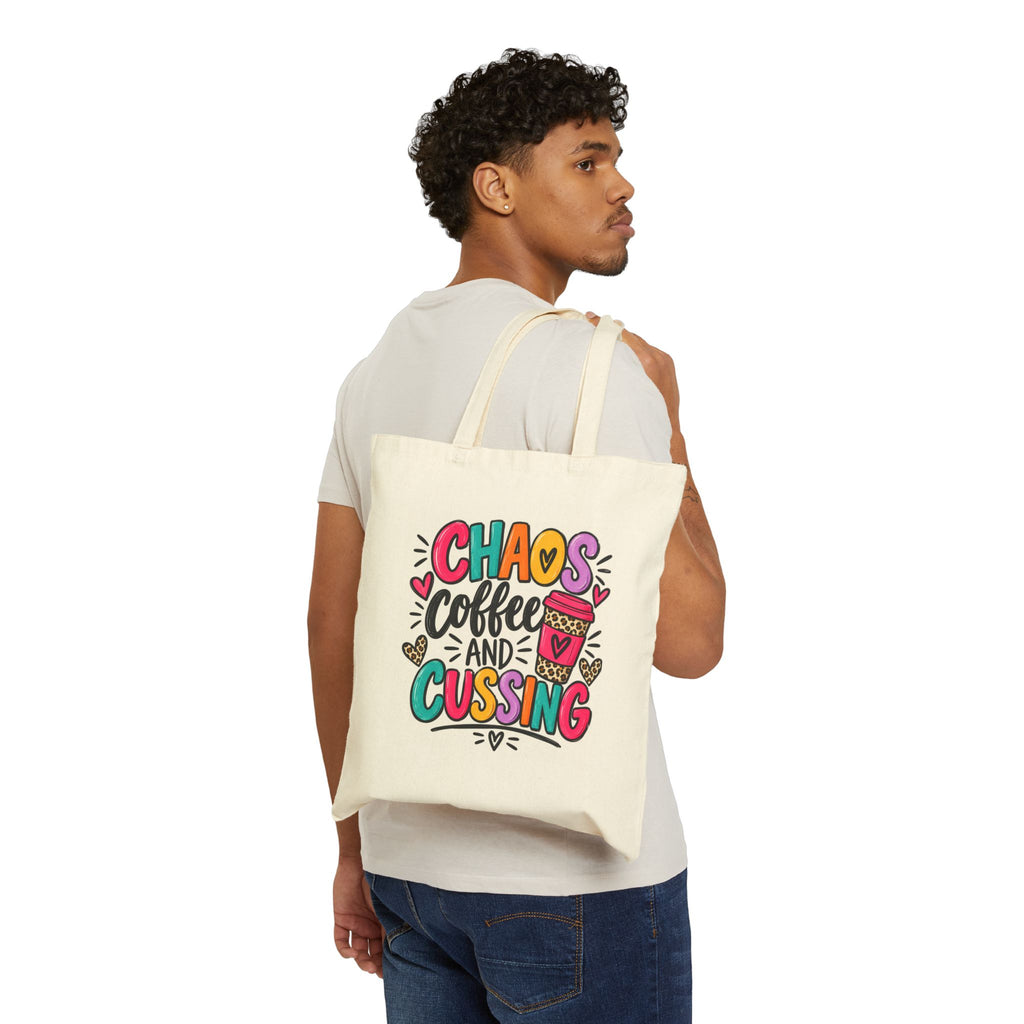 Chaos Coffee and Cussing Canvas Tote Bag