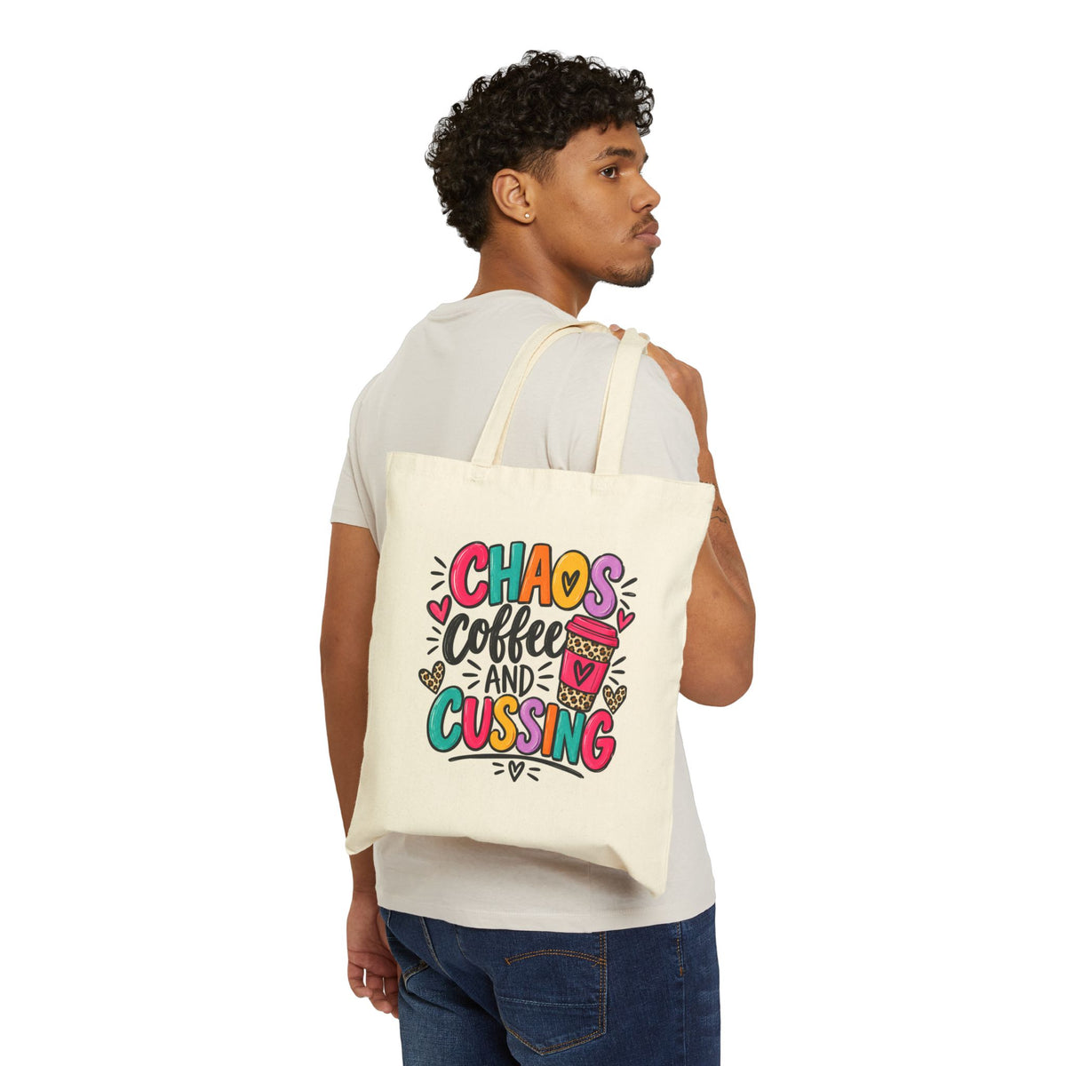 Chaos Coffee and Cussing Canvas Tote Bag