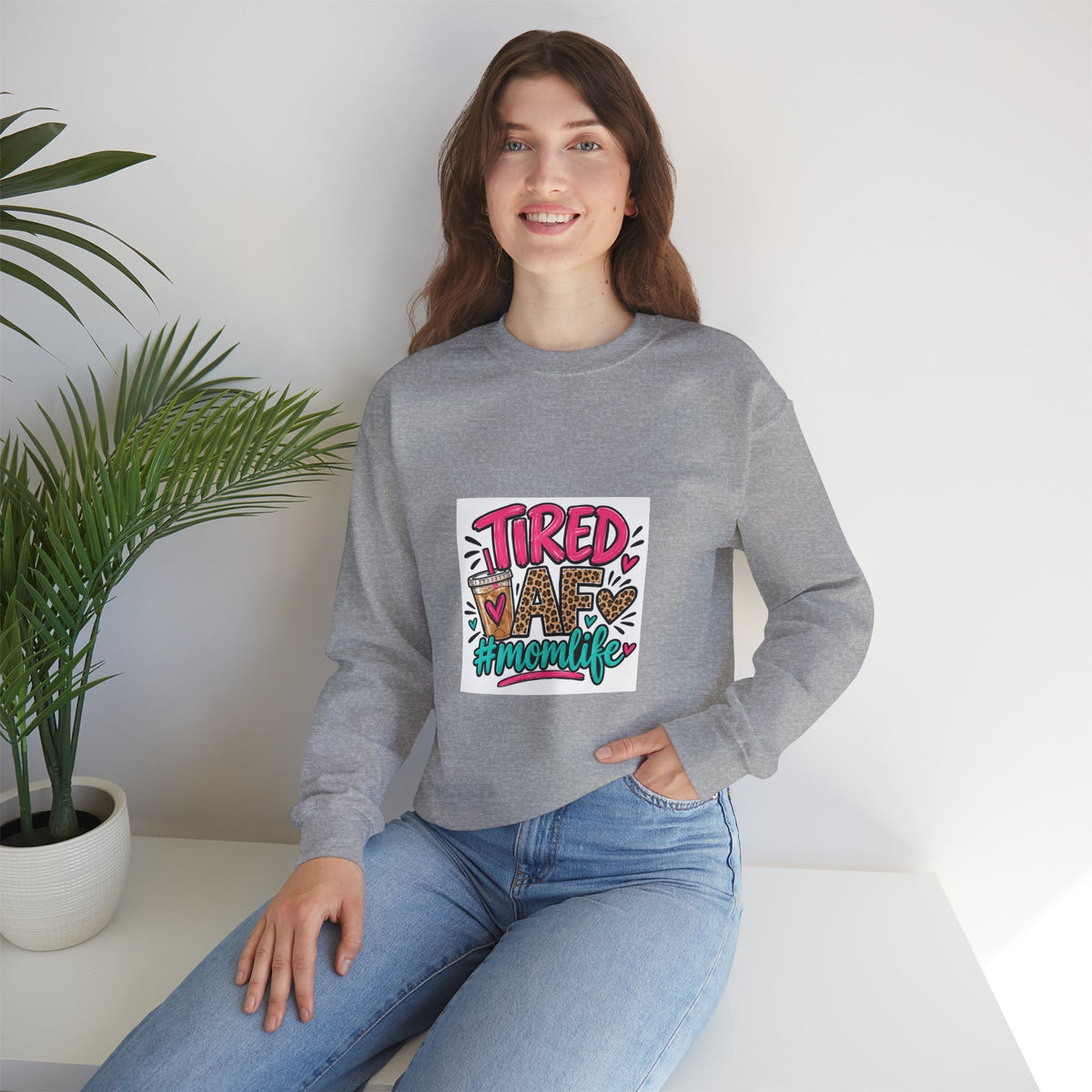 Tired Mom Life Crewneck Sweatshirt