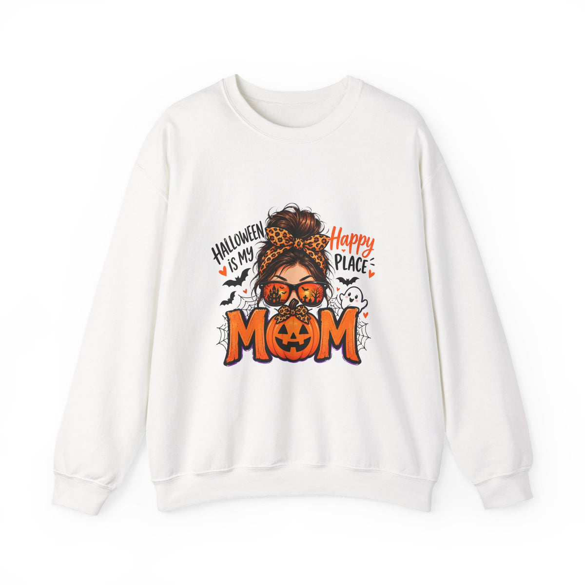 Halloween Mom Crewneck Sweatshirt — "Halloween Is My Happy Place" Graphic