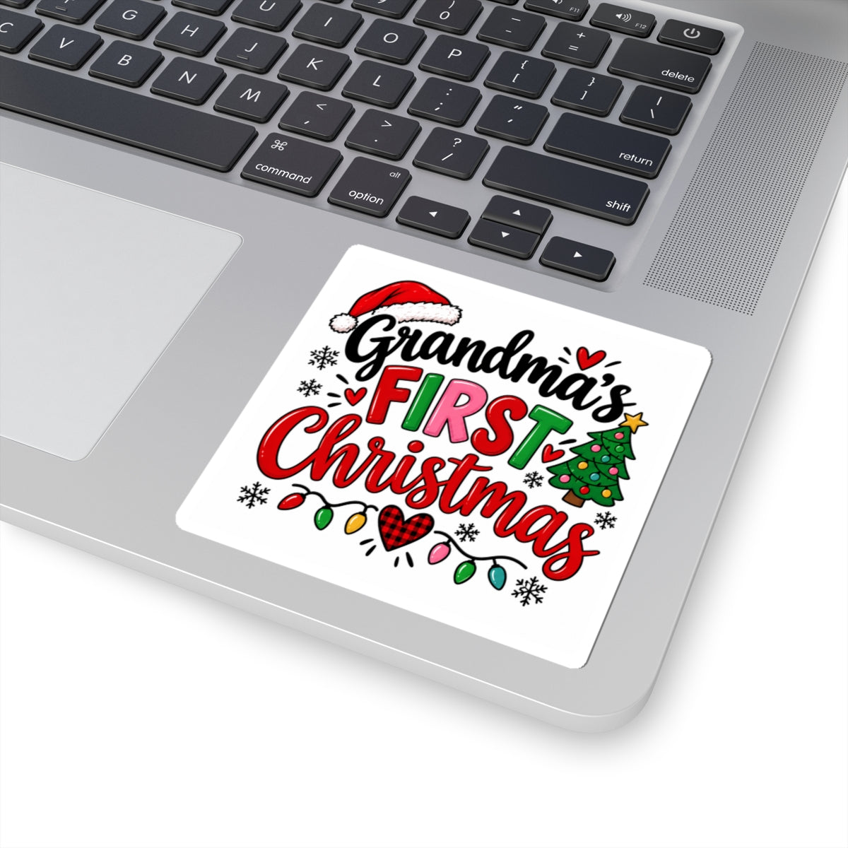 Grandma's First Christmas Kiss-Cut Sticker — Festive Holiday Decal