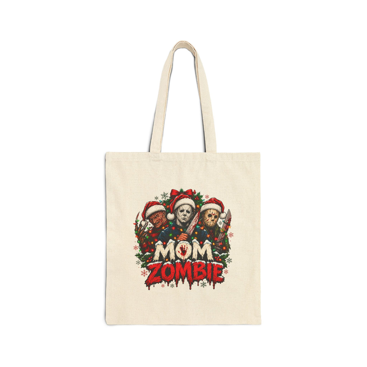 Mom Zombie Halloween Cotton Canvas Tote Bag