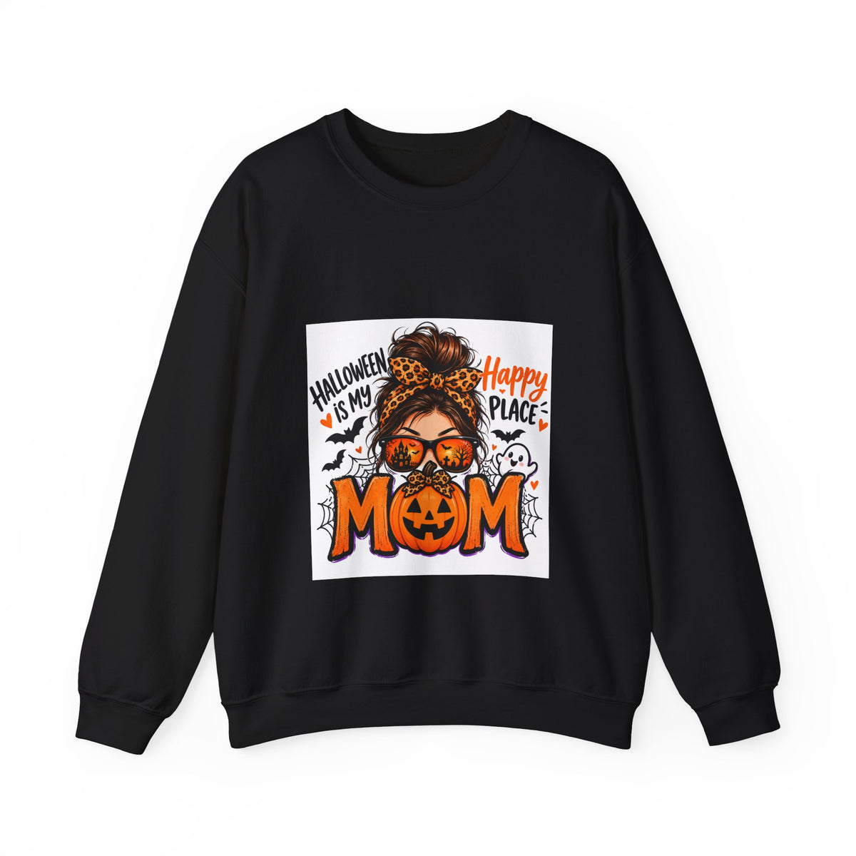 Halloween Mom Crewneck Sweatshirt — "Halloween Is My Happy Place" Graphic