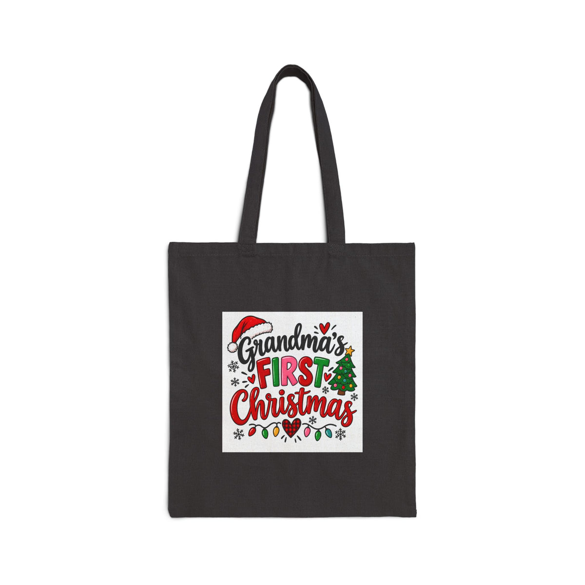 Grandma's First Christmas Tote Bag - Holiday Cotton Canvas Gift Bag