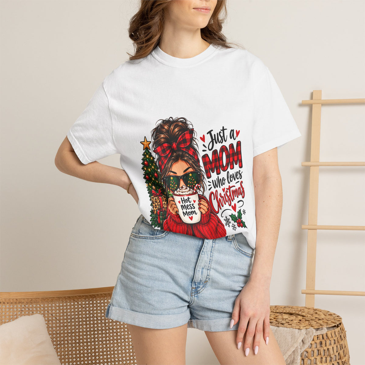 Christmas Mom T-Shirt — "Just a Mom Who Loves Christmas" Holiday Tee