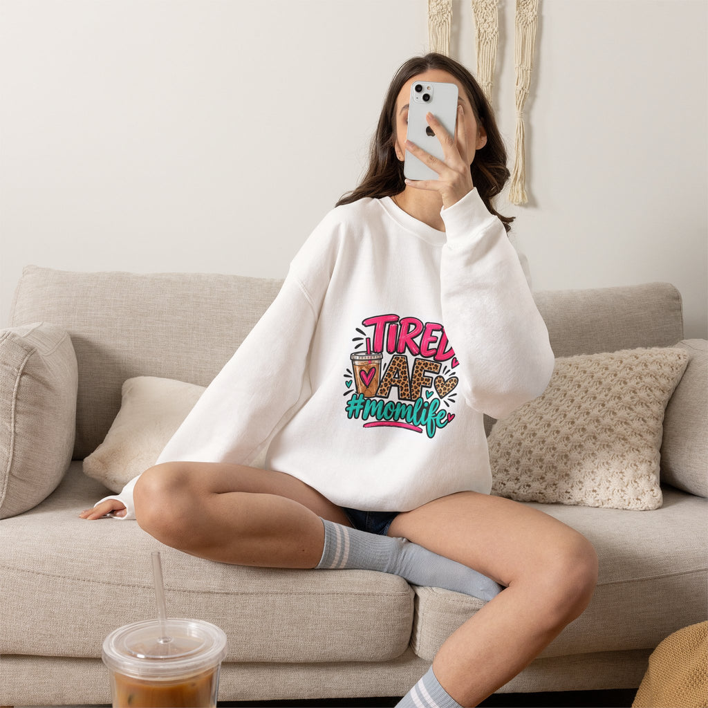 Tired Mom Life Crewneck Sweatshirt