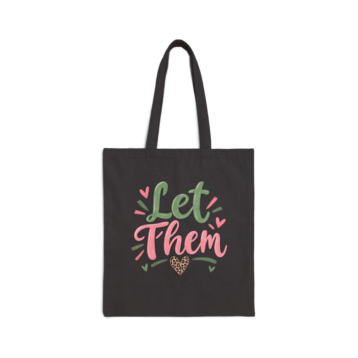 Tote Bag — "Let Them" Heart Design Canvas Tote (Eco-Friendly, Cute Pastel Graphic)