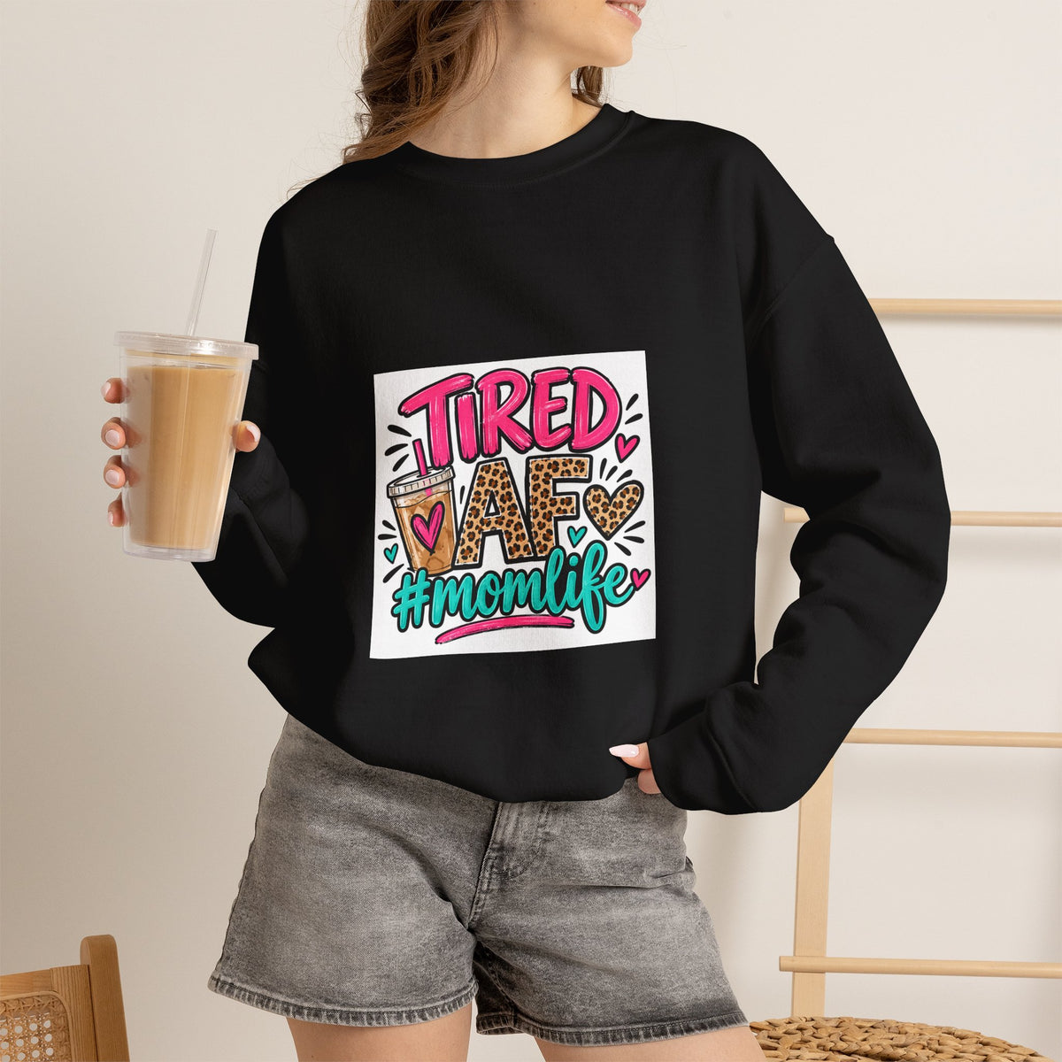 Tired Mom Life Crewneck Sweatshirt