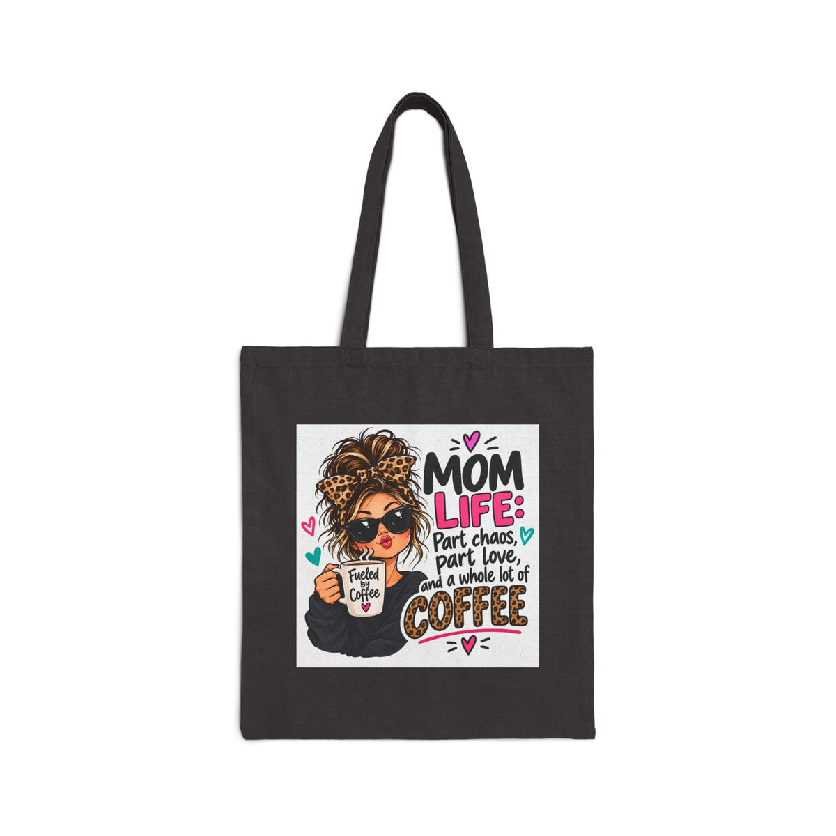 Mom Life Coffee Quote Cotton Canvas Tote Bag