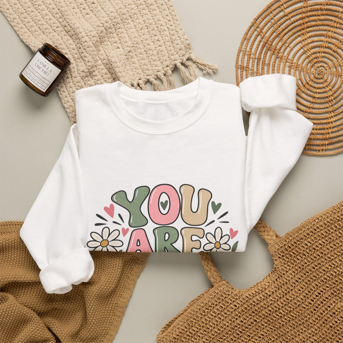 You Are Enough Crewneck Sweatshirt — Positive Graphic Pullover
