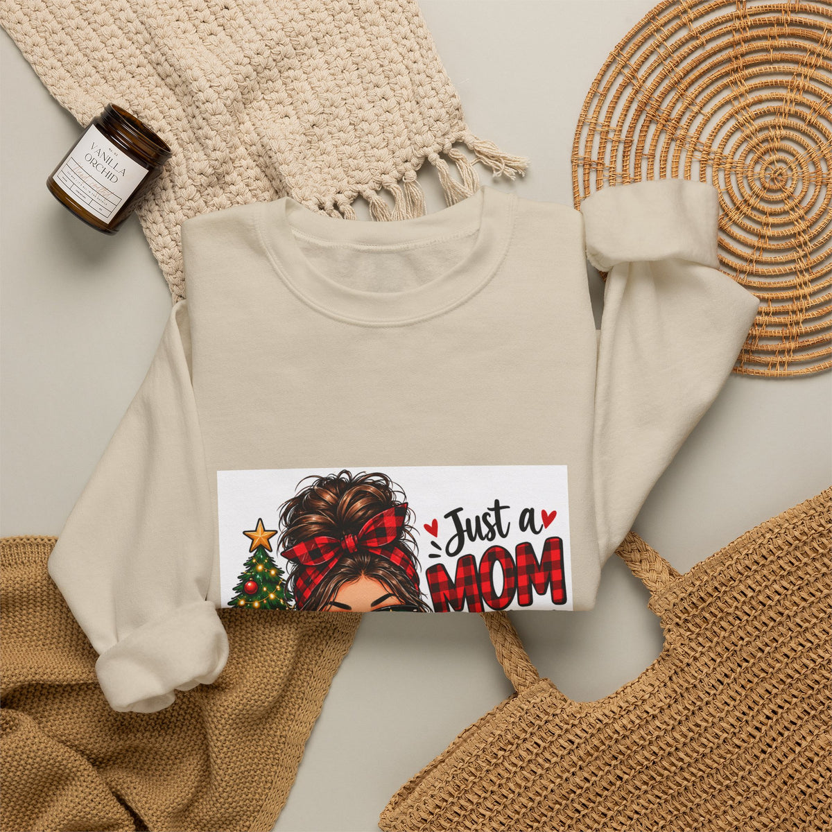 Christmas Mom Sweatshirt - "Just a Mom Who Loves Christmas" Cozy Holiday Crewneck