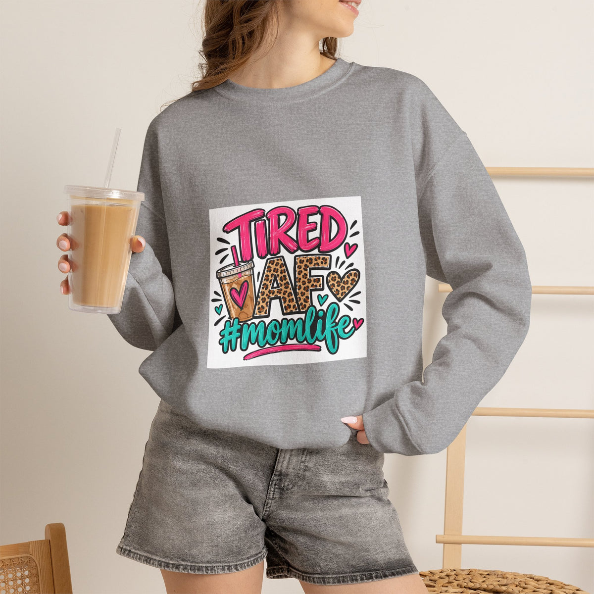 Tired Mom Life Crewneck Sweatshirt