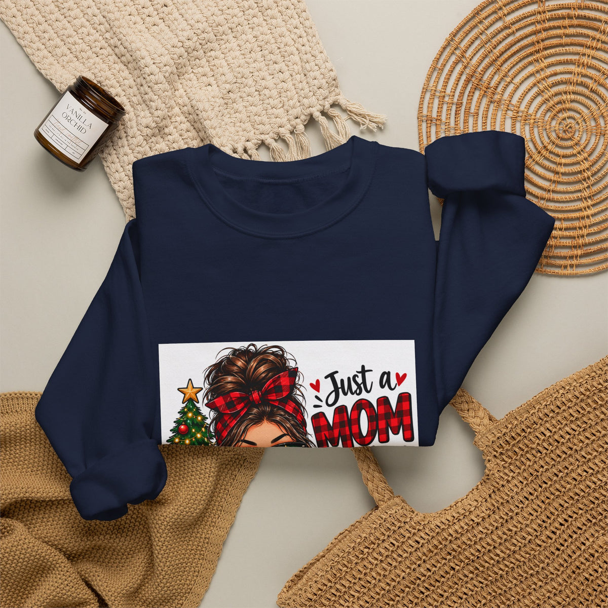 Christmas Mom Sweatshirt - "Just a Mom Who Loves Christmas" Cozy Holiday Crewneck