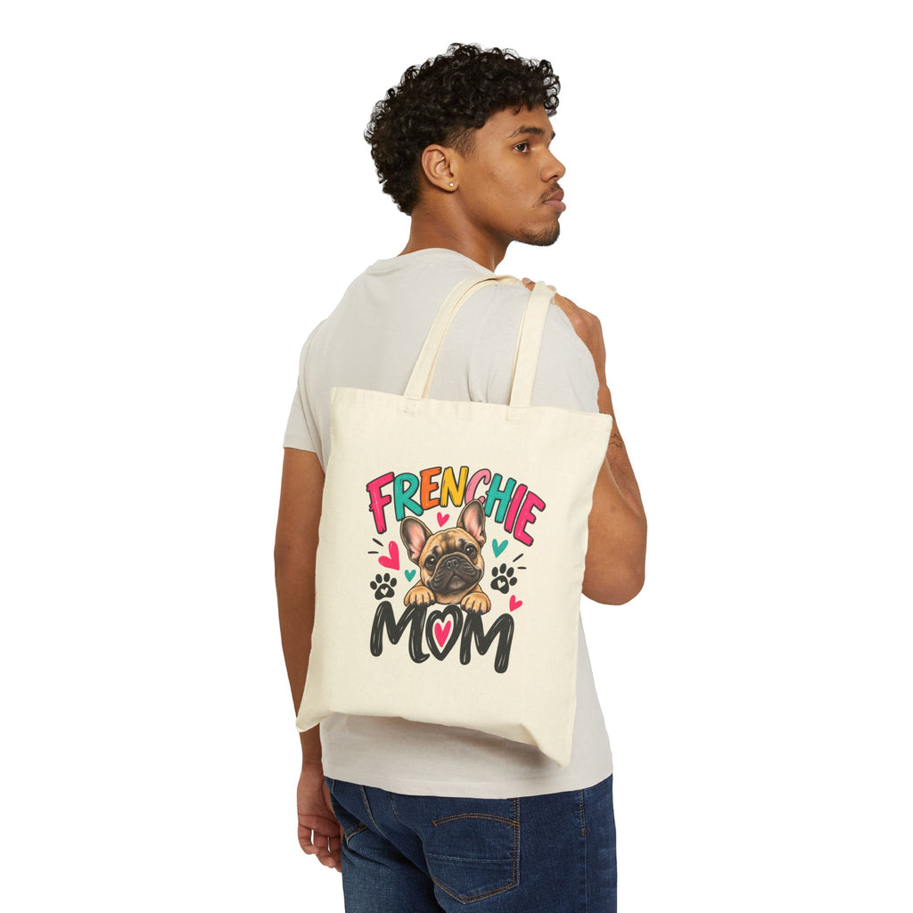 Frenchie Mom Tote Bag - Cute French Bulldog Canvas Grocery & Gift Tote