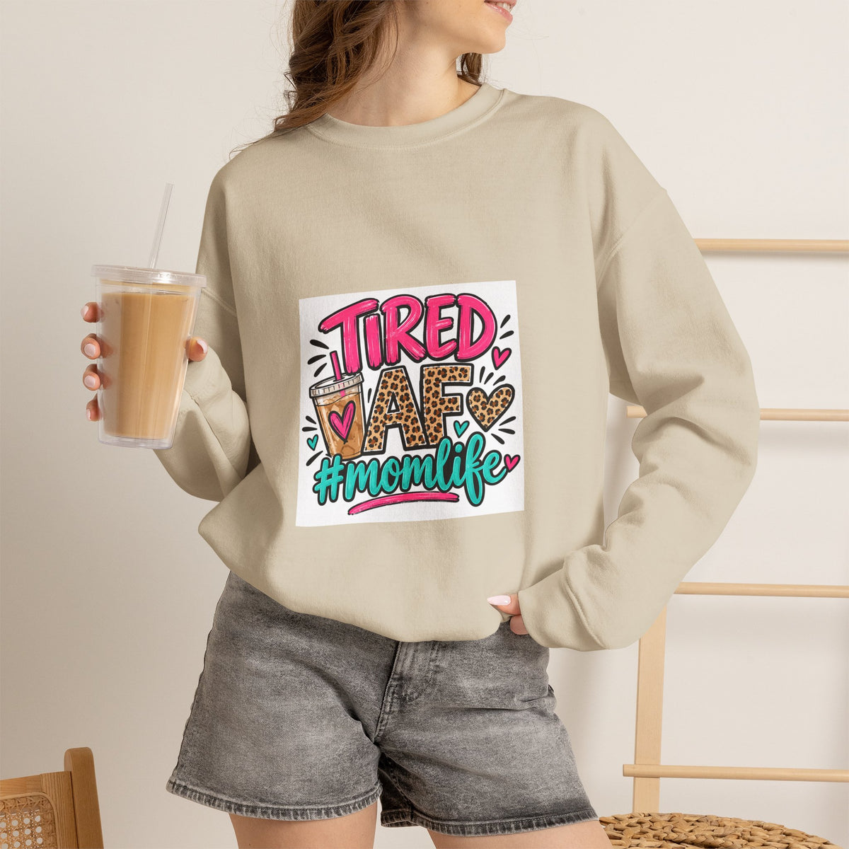 Tired Mom Life Crewneck Sweatshirt