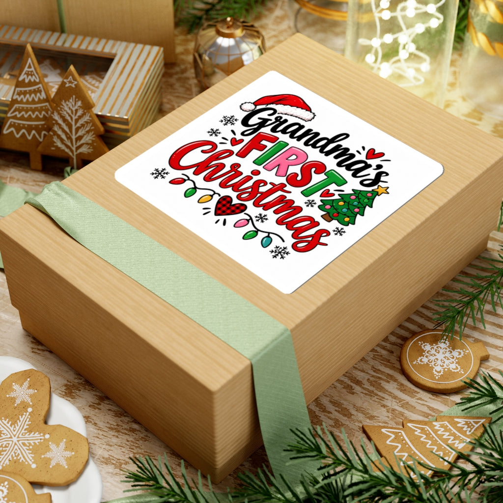 Grandma's First Christmas Kiss-Cut Sticker — Festive Holiday Decal