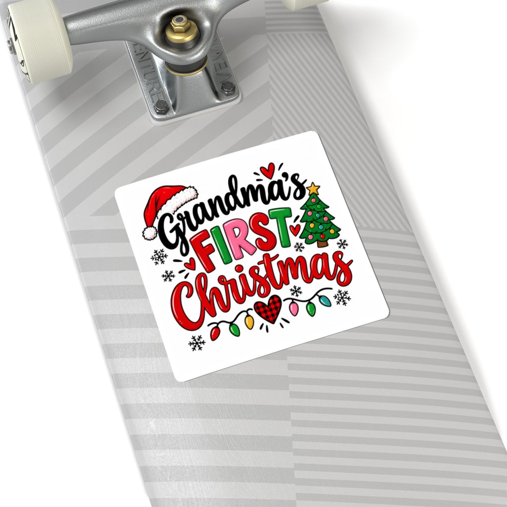 Grandma's First Christmas Kiss-Cut Sticker — Festive Holiday Decal