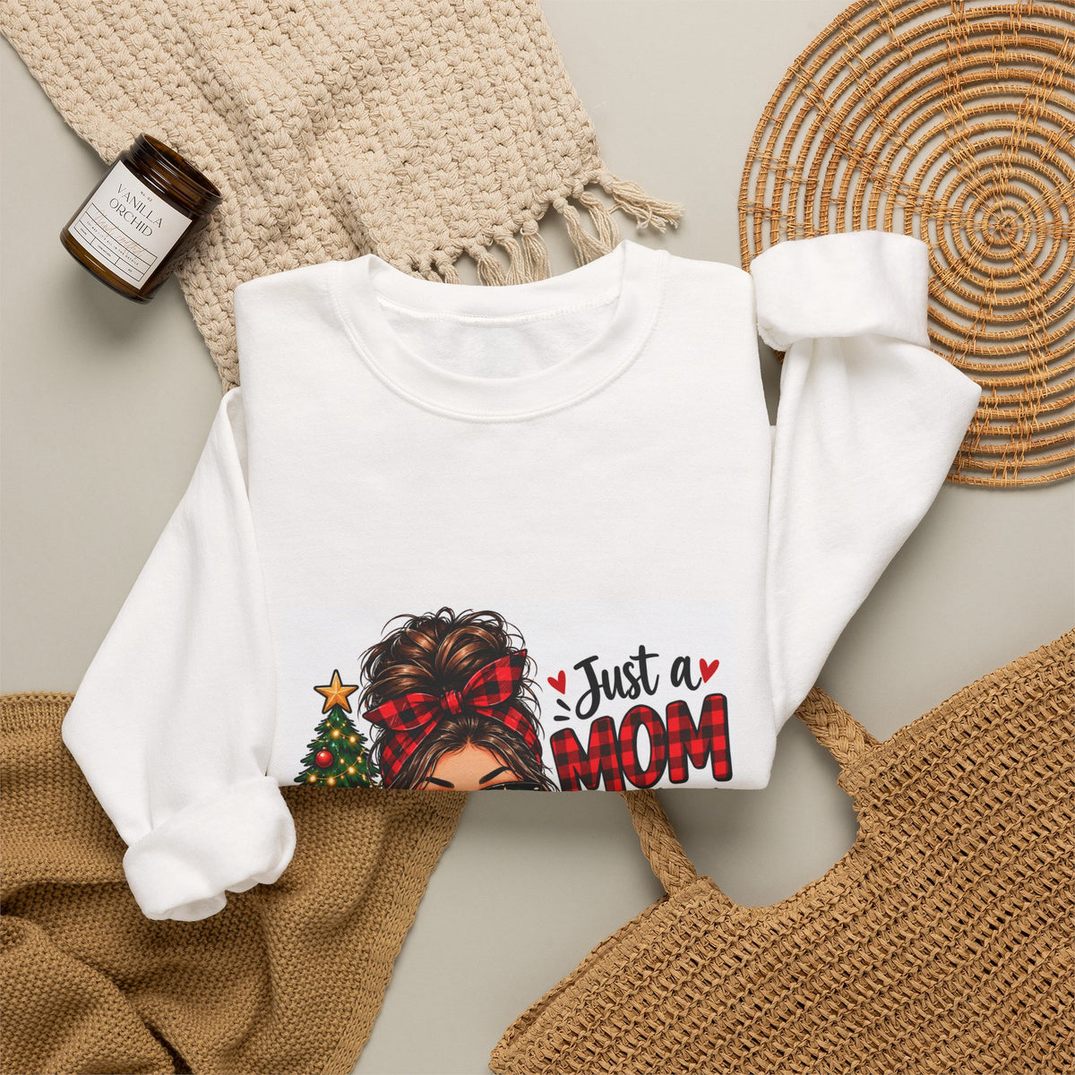 Christmas Mom Sweatshirt - "Just a Mom Who Loves Christmas" Cozy Holiday Crewneck