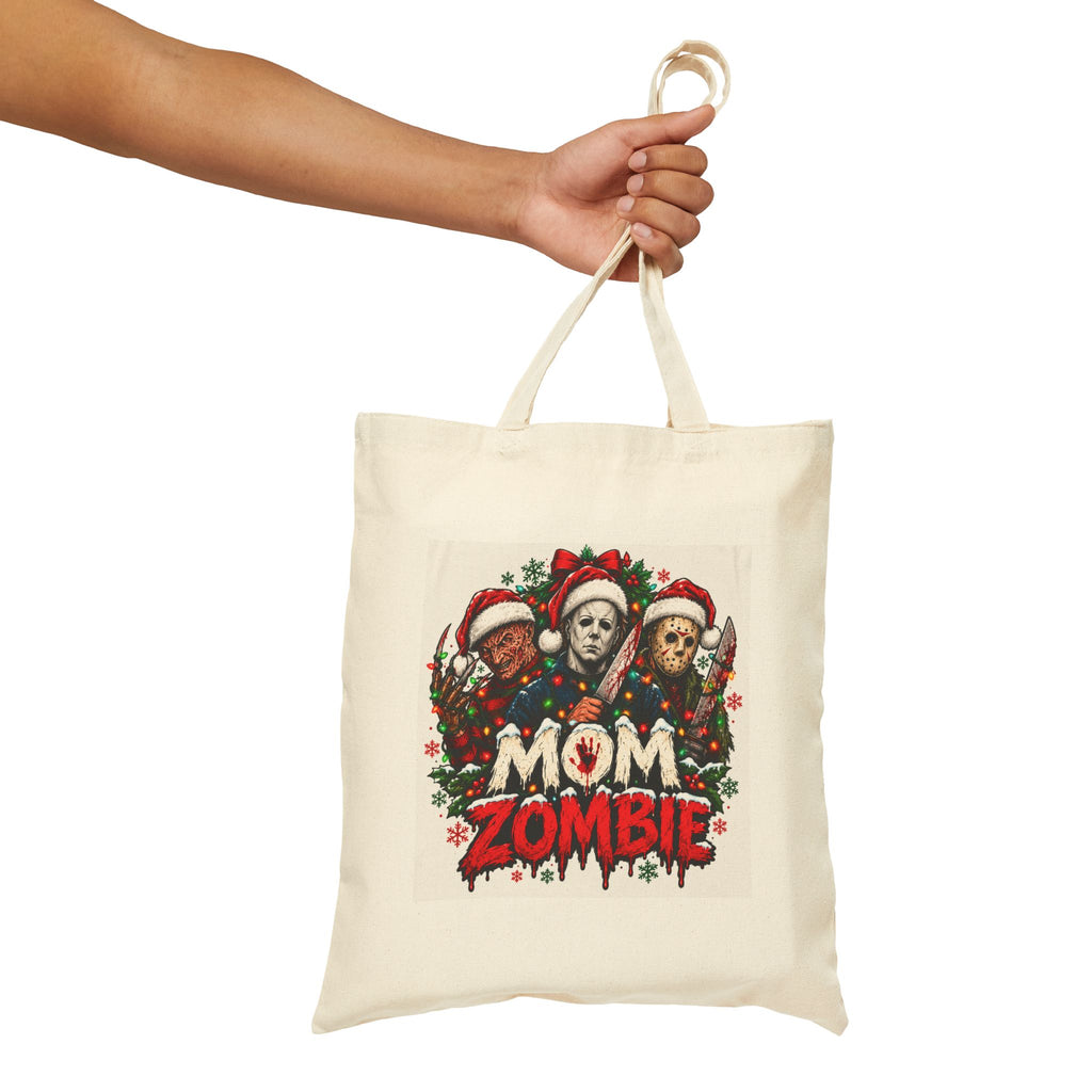Mom Zombie Halloween Cotton Canvas Tote Bag
