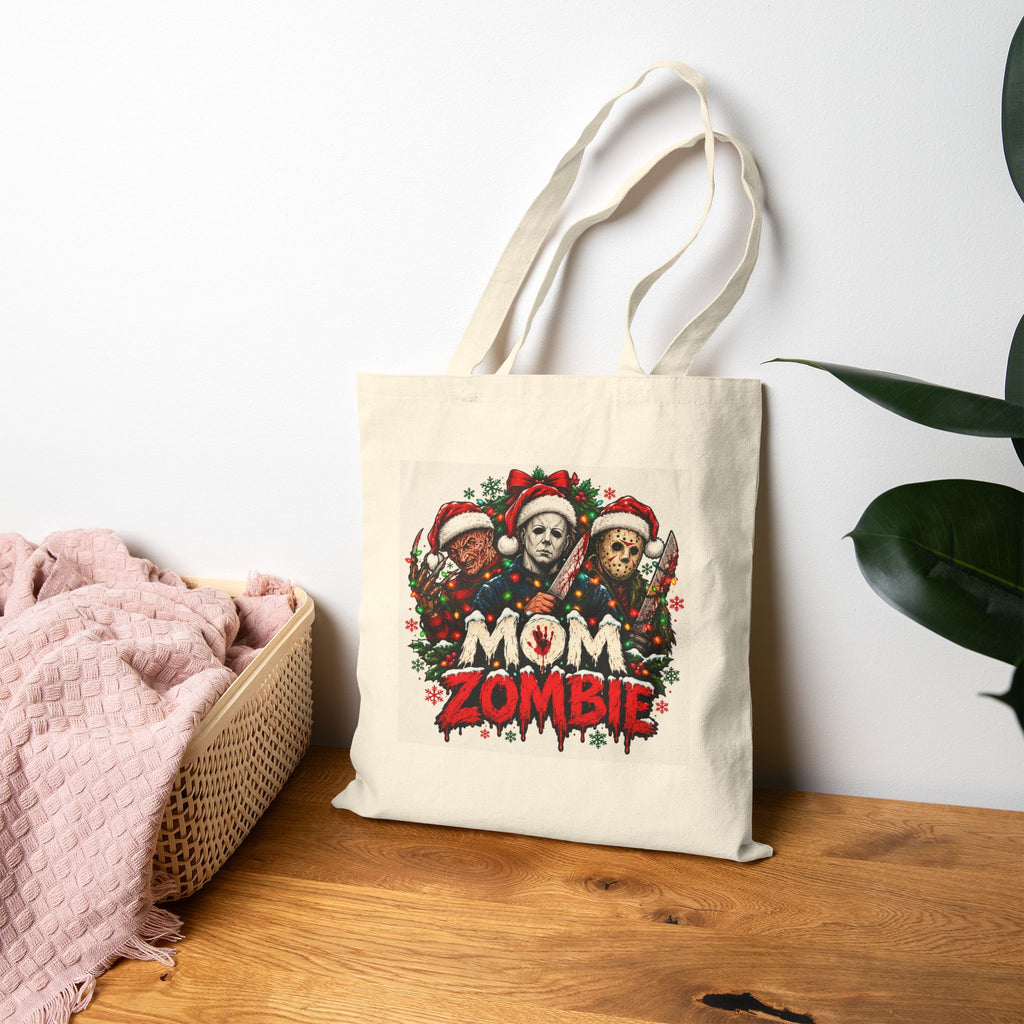 Mom Zombie Halloween Cotton Canvas Tote Bag