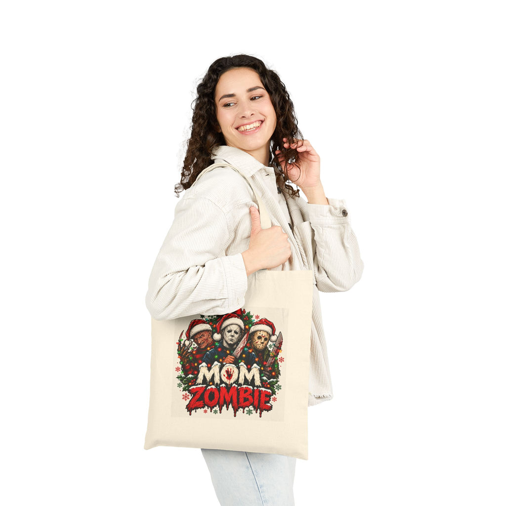 Mom Zombie Halloween Cotton Canvas Tote Bag