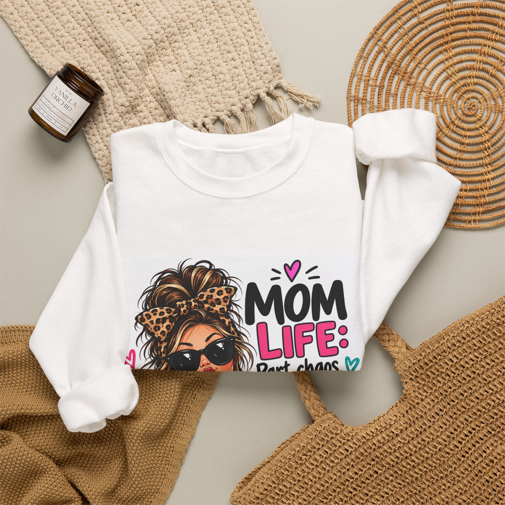 Mom Life Coffee Sweatshirt — 'Mom Life: Part chaos, part love, and a whole lot of coffee'