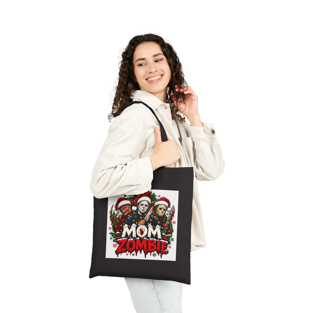 Mom Zombie Halloween Cotton Canvas Tote Bag