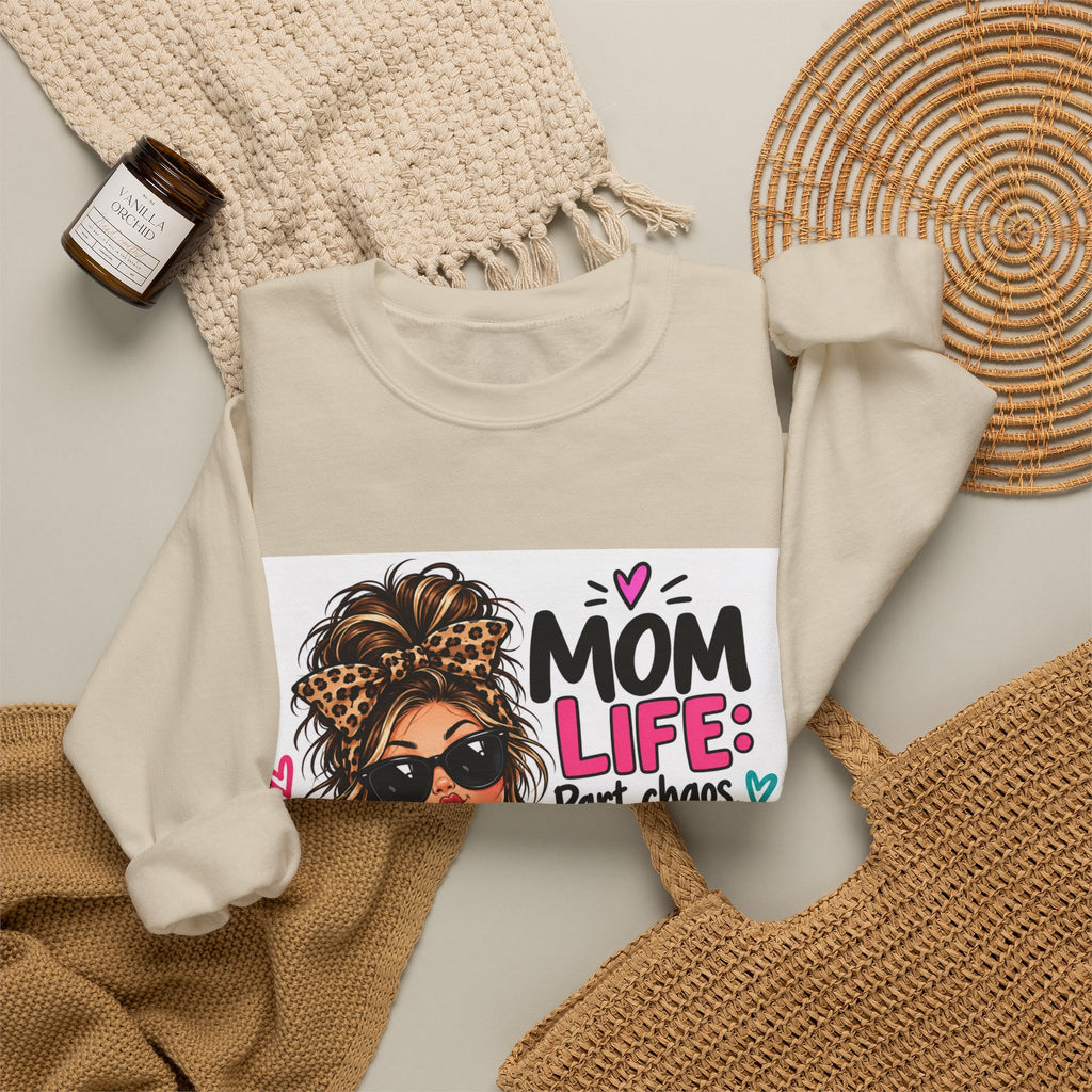 Mom Life Coffee Sweatshirt — 'Mom Life: Part chaos, part love, and a whole lot of coffee'