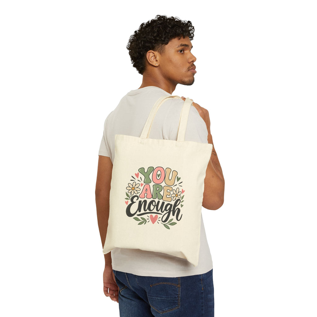 You Are Enough Inspirational Canvas Tote Bag