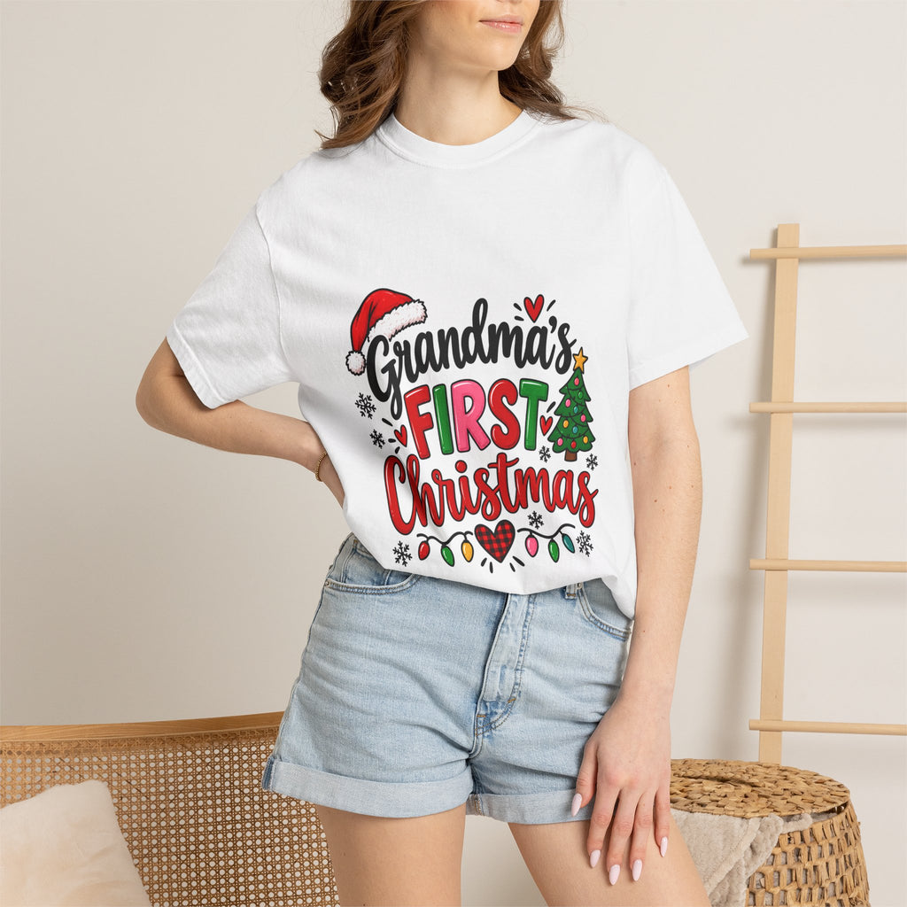 Grandma's First Christmas T-Shirt — Festive Holiday Tee for New Grandmothers