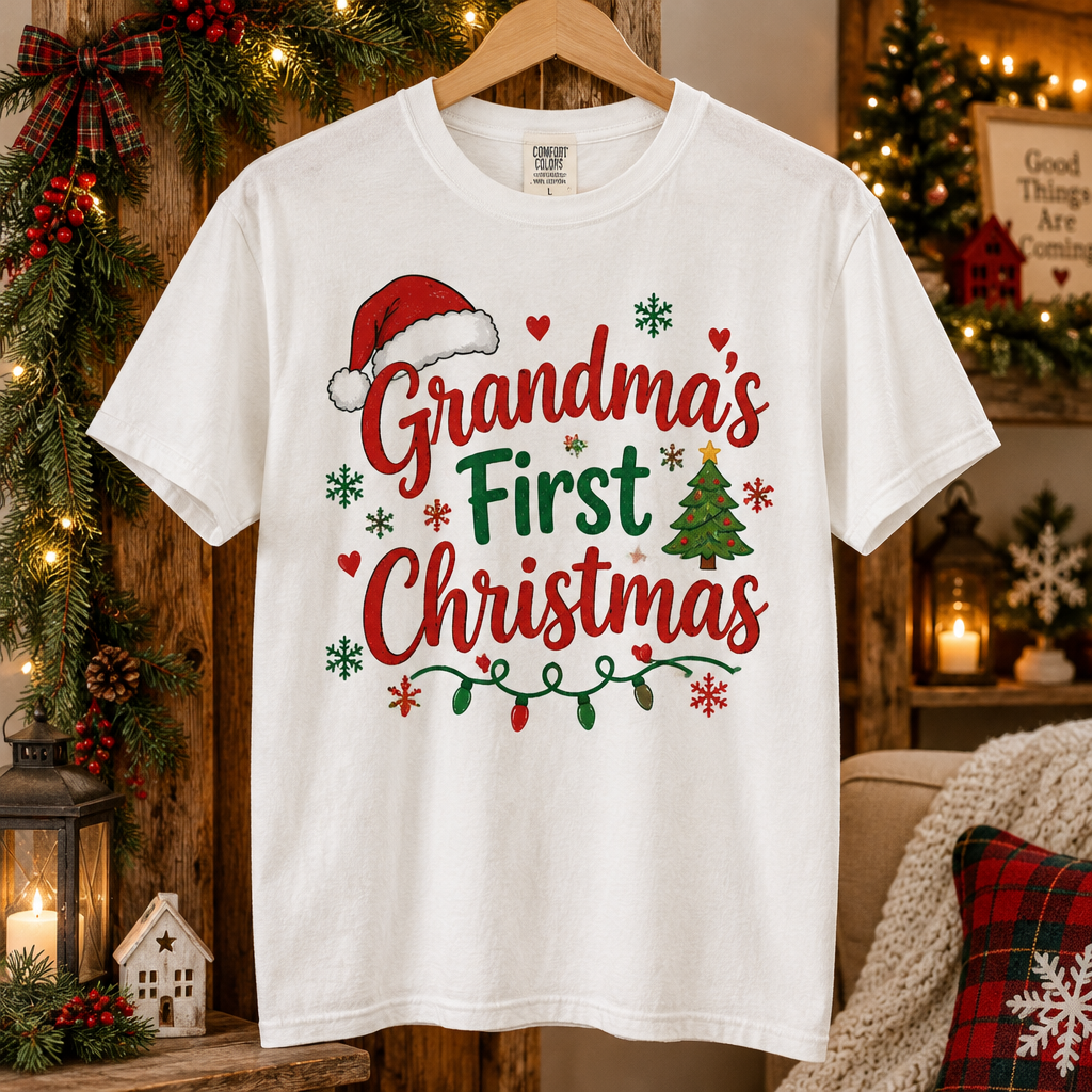 Grandma's First Christmas T-Shirt Lifestyle